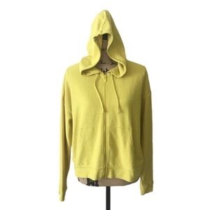 Old Navy Lightweight Mustard Yellow Hooded Full Zip Cotton Blend Jacket